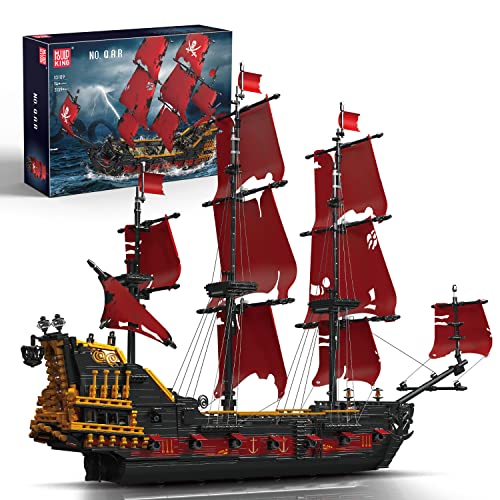Mould King 13109 Technik Piratenschiff Klemmbausteine Mit Stoffsegeln Schiffsmodell Bausteine Spielzeug Für Weihnachten Geschenke- The Queen Anne's Revenge (3139 Pieces)