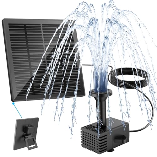 Yzert Solar Springbrunnen 1.8W, 2024 Upgraded Glas Solar Teichpumpe mit 8 Effekte, 3M Kabel, Solar Wasserpumpe Schwimmender Fontäne Pumpe für Außen Vogelbad, Fischbecken, Garten (Schwarz)