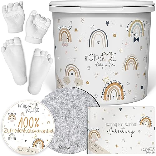 GipsME 3D Gipsabdruck Set Baby Hand und Fuß | Einzigartige Erinnerung | Baby Handabdruck oder Fußabdruck | Gipsabdruck Baby | Babygeschenke