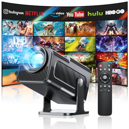 Seseno Beamer, Mini Projektor, 4K FHD 1080P Tragbarer Projektor, Unterstützt Android 11.0 5G WiFi 6 BT 5.0, Automatische Trapezkorrektur, 150 Zoll, 360-Grad-Flip Smart Beamer, für Phone/PC/Laptop/TV