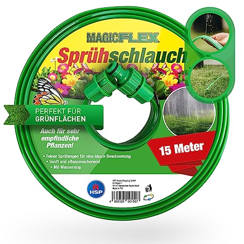 TELEWELT Sprühschlauch [15 METER] Flexibler Schlauchregner und Bewässerungsschlauch mit Löchern - idealer Beregnungsschlauch für Grünflächen