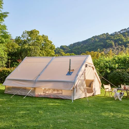 Erommy Aufblasbares Zelt Wasserdicht, Familienzelt für 4-8 Personen,Luftzelt Schnelle Installation,Tragbar Luxus Campingzelt mit Pumpe,4x3x2m