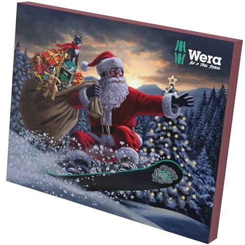 Wera 05136609001 Adventskalender 2024 – Werkzeug-Adventskalender, 25-teilig inkl. einzigartigem und innovativen Mix an Schraubwerkzeugen sowie Salz- und Pfefferstreuern im Wera Design