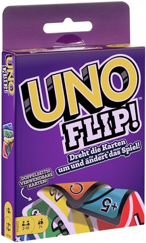 Mattel Games - UNO FLIP Kartenspiel mit beidseitig bedruckten Karten, neuem Twist und spezieller FLIP-Karte, 2 - 10 Spieler ab 7 Jahren, GDR44