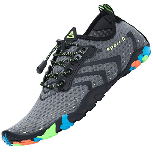 SAGUARO Schwimmschuhe Herren Damen Leicht Atmungsaktive Badeschuhe Unisex Erwachsene rutschfest Schnell Trocknend Strandschuhe Drinnen Draußen Surfschuhe, Neu Grau 37