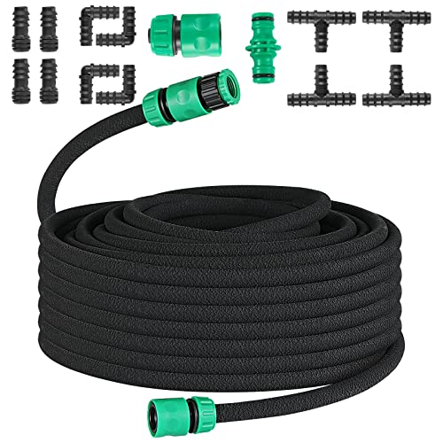 Tropfschlauch Set, Perlschlauch für Tropfbewässerung, Gartenschlauch für Bewässerung, Gärten, Rasen, Terrassen (50m)