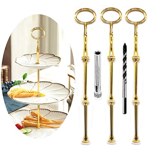 Anyasen etageren stangen Set Gold Etagere bausatz Etagere etagen etageren stäbe Etagere bausatz Stange für Etagere metallstangen für Etagere metallstangen für Etagere(Oval) (Gold, 3 Stück