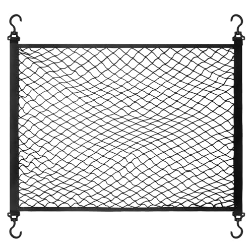 Gepäcknetz, Kofferraumnetz, Gepäcknetz Auto, Gepäcknetz Wohnmobil, Kofferraumnetz Auto Größe 100X60cm Mit 4 Großen Haken, Erstreckt Sich auf 140X100cm, Elastischer Rand hält Lasten Fester