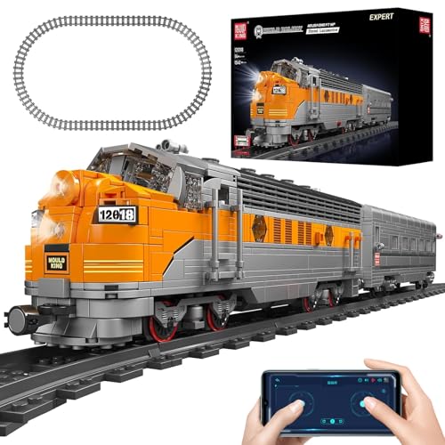 Mould King 12018 Technik USA EMD F7 WP Elektr Steam Locomotive, 1541 Teile Ferngesteuert Personenzug Baustein Modell, Eisenbahnen Zug Series Klemmblock Bauvorrichtung