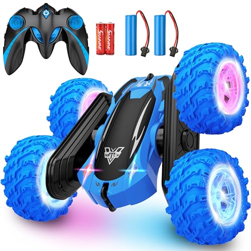 SIMPIM Ferngesteuertes Auto, 2,4 GHz elektrisches Renn-Stuntauto, beidseitige 360°-Roll- und Drehfunktion, RC 4WD High Speed ​​Offroad für 6 7 8 9 10 11 12 Jahre alte Jungenspielzeuge