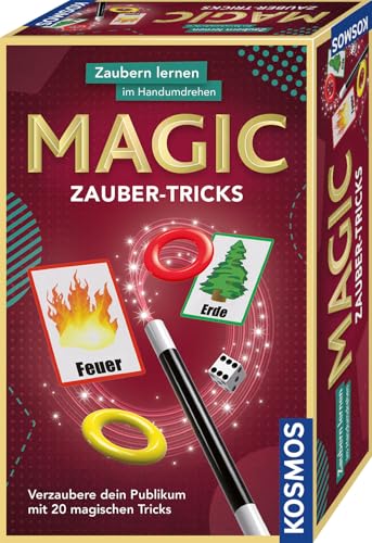 Kosmos 657413 Magic Zauber-Tricks, Zaubern Lernen im Handumdrehen, Mit Zauberstab und Utensilien für 20 magische Tricks, Kompaktes Format, Mitbringspiel, Experimentierset