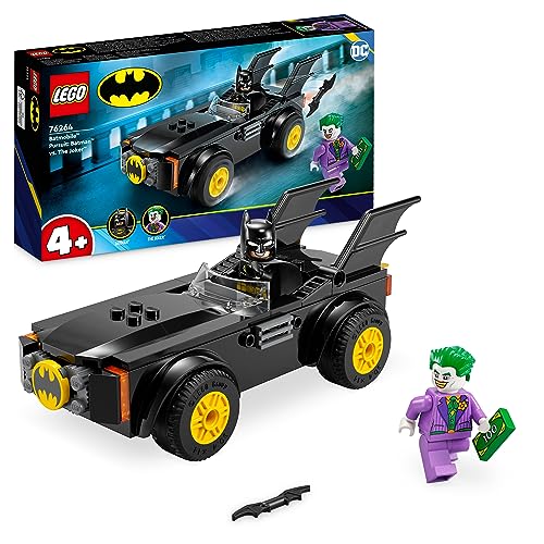 LEGO DC Verfolgungsjagd im Batmobile: Batman vs. Joker Spielzeugauto-Set, Superhelden-Starterset mit 2 Minifiguren, Spielzeug für Vorschulkinder, Jungen, Mädchen ab 4 Jahren, schnell aufgebaut 76264