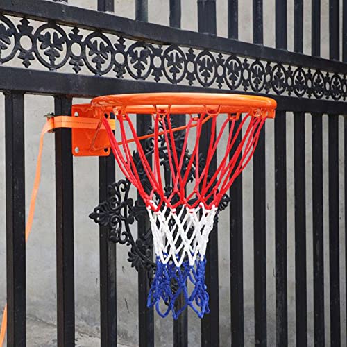Basketballkorb Outdoor-Basketballkorb-Set für Zaun/Baum/Pfosten, Profi-Basketballtor mit 2 Verstellbaren Riemen & Nylonnetz, Wandmontiertes Basketball-Felgen-Kit ( Color : Punch-free adult models )