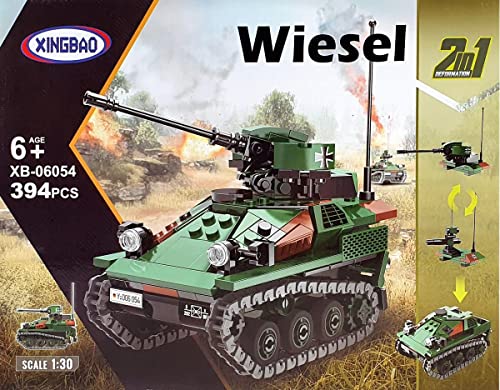 BlueBrixx 06054 Marke Xingbao – Wiesel 1, Bundeswehr aus Klemmbausteinen mit 394 Bauelementen.Kompatibel mit Anderen Klemmbausteinmarken. Lieferung in Originalverpackung.