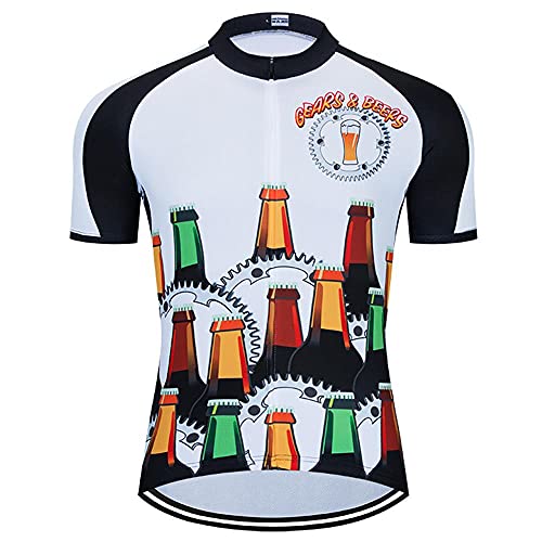 MOXILYN Herren Fahrradhemden Mountainbike Shirts Kurzarm 3D Bier Radtrikot - Lustiges Fahrrad T-Shirt, B29-1, X-Groß
