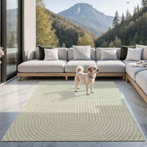 the carpet Santo Plus - Hochwertiger Outdoor Teppich, Passend für Wohnzimmer, Schlafzimmer und Terrasse, Wetterfest, langlebig und pflegeleicht, Grün, 240 x 340 cm