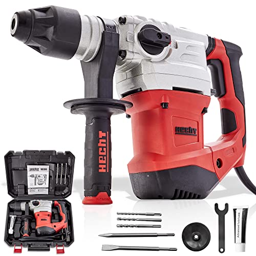 HECHT starkes Bohrhammer Set mit 1500 Watt (Zerstörer 2025) – Mit Zubehör, Meißel und Koffer – Perfekt für Beton – Mit Meißelfunktion (enorme 6 Joule) - Robuster Bohrhammer