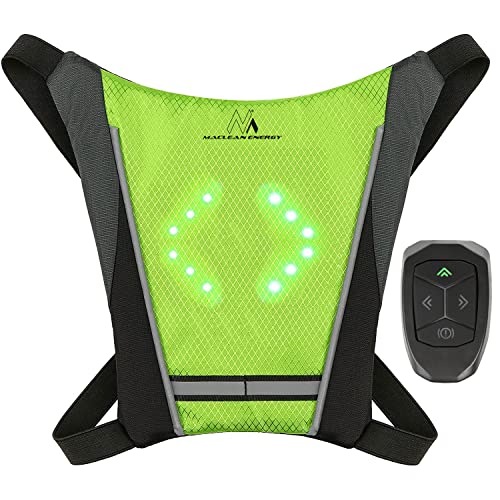 Maclean MCE420 Sicherheitswarnweste mit LED Blinker Rucksack mit Einstellbaren Richtungsanzeigern Fernbedienung Laufen Radfahren USB Wiederaufladbar Fahrradweste Universale Größe
