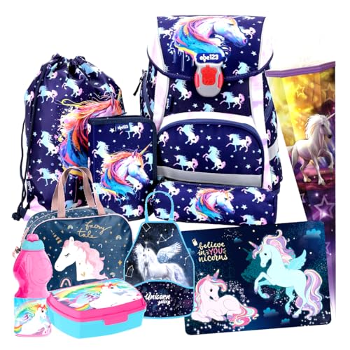 Einhorn Pegasus Pferd Pony 10 Teile Set Schulranzen Tornister Ranzen Schultüte 85 cm Sky mit Sticker-von-Kids4shop