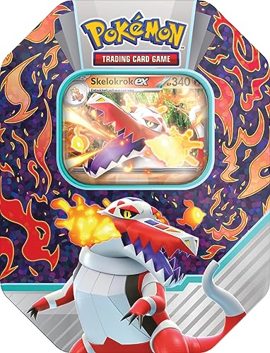 Pokémon-Sammelkartenspiel: Tin-Box Paldea-Partner: Skelokrok-ex (1 holografische Promokarte & 4 Boosterpacks)
