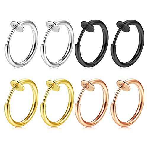 FECTAS 8stk Fake Nasen Lippe Septum Ohrring Piercing Ring Clip Chirurgenstahl Kein Piercing Bauchnabelpiercing Clicker