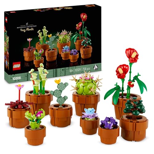 LEGO 10329 Icons Mini Pflanzen, 9 künstliche Blumen zum Bauen, Botanical Collection Sammel-Set für Erwachsene mit baubarem Terrakotta-Topf, Wohndeko, Geschenk für Frauen und Männer