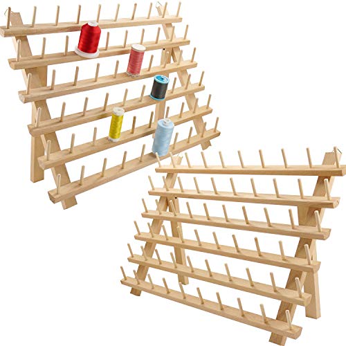 New brothread 2x60 Spulen Holz Fadenhalter/Garnhalter/Fadenspulen Organizer mit Haken zum Aufhängen für Stickerei, Quilten, Nähen, Haare Flechten