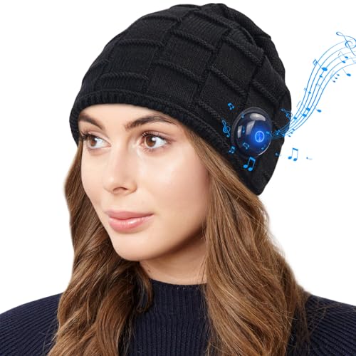 Lukasa Bluetooth Mütze Herren - Kopfhörer Mütze mit Bluetooth 5.0 - Strickmütze Bluetooth Hat Beanie Mütze mit Musik - Wireless Wintermütze Winter Bluetooth Hüte für Ski, Fahren, Laufen, Skaten