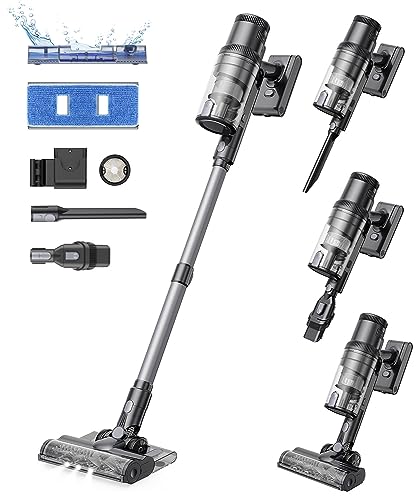 Proscenic P11 Mopping Staubsauger mit Wischfunktion, 45KPA-550W-60Min Akku Staubsauger Kabellos und Saugwischer, Staubsauger Wischen und Saugen Anti-Tangle für Teppich Hartböden Vorhang Haustierhaare