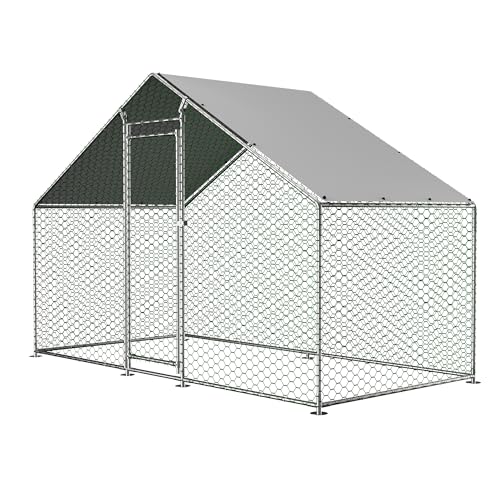 Jaxilyn Hühnerstall Freilaufgehege 3 x 1.5m, Kleintiergehege für Hühner, Enten & Kaninchen, Verzinkter Stahlrahmen & UV-beständiges PE-Dach – Robust & Wetterfest