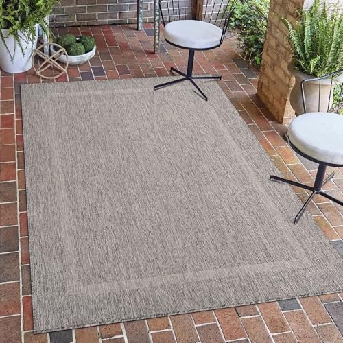 Carpetsale24 Outdoor Teppich Wetterfest 300x400 (280 x 370 cm) Sisal Optik Grau - Teppich Waschbar, Wasserfest, Pflegeleicht und Flachgewebe - Ideal für Balkon, Garten, Terrasse und als Küchenteppich