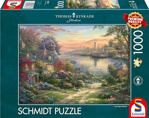 Schmidt Spiele 58785 Thomas Kinkade, New England Harbor, 1000 Teile Puzzle, bunt
