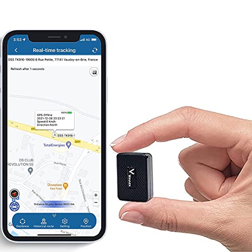 GPS Tracker Kinder Mini Ohne Abo Ortungsgerät mit Starker Magnet, Micro GPS Tracker Auto, kid, Hund, Katze, Fahrrad, Wasserdicht 1500mAh Echtzeit-Tracking Tracker mit Kostenloser App