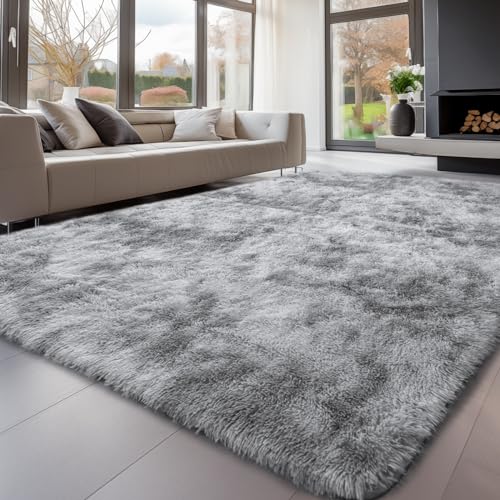 Sour Lemon Hochflor Teppich Grau Teppich Wohnzimmer 200x300 Waschbar Anti-Rutsch Extra Große Teppiche Schlafzimmer Flauschige Moderne Teppiche Matte Teppichen für Schlafzimmer Kinderzimmer