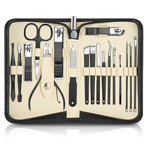 Maniküre Set,DUAIU 18 in 1 Nagelset Maniküre Pediküre Set,Nagelschere Set,Nagelpflegeset Nagelknipser Set Reise mit Tasche,Geschenke für Männer Damen