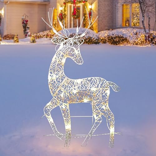 Rentiere Weihnachten Deko Aussen, Weihnachtsdeko Aussen, LED Rentier Familie, Groß Beleuchtete Rentier, Wasserdichte Warmweiß Außenbeleuchtung Weihnachten, Weihnachtsbeleuchtung Aussen Für Garten