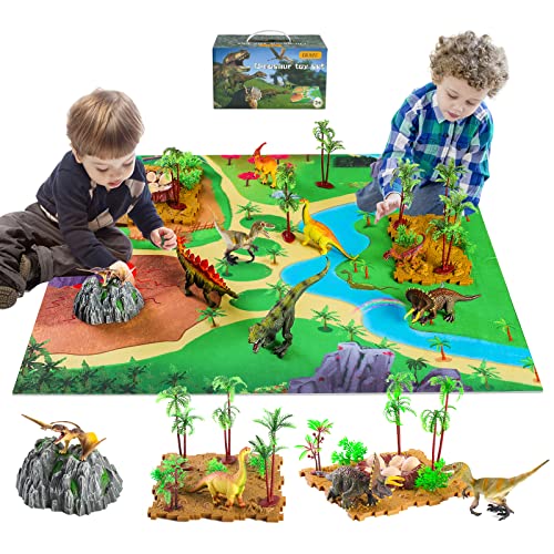 GIUHAT Dinosaurier Spielzeug ab 3 4 Jahre, Dino Figuren Kinderspielzeug, Geschenke für Junge und Mädchen, Tyrannosaurus Rex, Brachiosaurus, Pteranodon, Triceratops