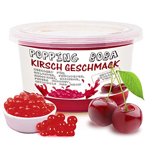 D&O Nature Products Original Bubble Tea Perlen - 490g Boba Pearls Kirsch Geschmack, Popping Tee Fruchtperlen, Hochwertige Original Fruit balls, 100% Vegan und Glutenfrei