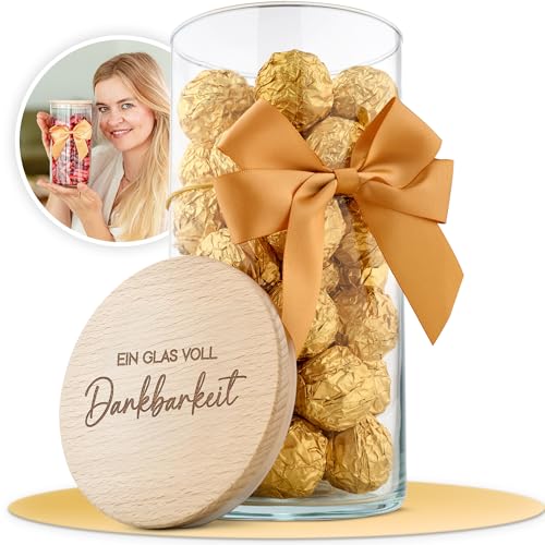 Ein Glas voll Dankbarkeit – Geschenkglas mit Gravur, persönliches und besonderes Geschenk für Freunde, Familie, Kollegen, Nachbarn, Erzieher und liebe Menschen – graviertes Keksglas/Vorratsglas