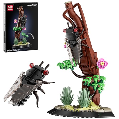 Mould King 10177 Blumen Insekten Klemmbausteine Zikade Bauspielzeug Insekt Bausteine Botanical Collection Tier Display Modell Deko Kompatibel mit Andere Marke(415 Teile)