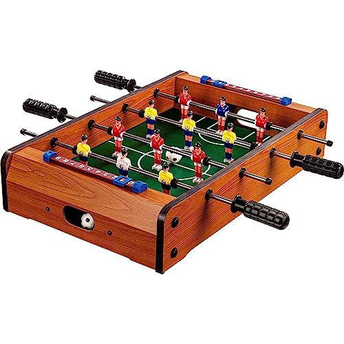 GAMES PLANET Mini-Tisch-Kicker Tischfussball „Dundee“, helles Holzdekor, Maße: 51x31x8 cm, Gewicht: 2,6 kg, 4 Spielstangen, inkl. 2 Bälle