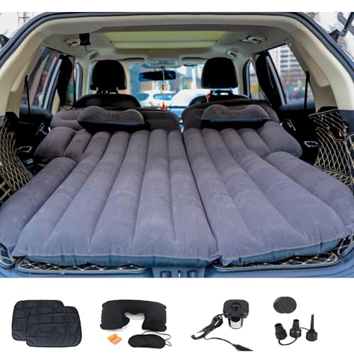 Icelus Auto Matratze SUV Luftmatratze with Luftpumpe 195 * 130 * 15 cm Aufblasbare Camping Kombi Luftbett für Auto Rücksitz Dickere Kofferraum Matratze Bett für Camping Outdoor Traveling