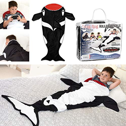 Snug Rug Killer Whale Tail Black & White Super Soft Quality Nerz Fleece Blanket - Up to 1.5 m Tall, Polyester, 61 x 5 x 142 cm