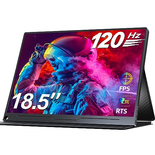 UPERFECT Portable Monitor 18,5 Zoll 120Hz Tragbarer Monitor Full HD 1920 * 1080 Mobiler Monitor mit IPS Bildschirm USB C Mini HDMI für Mac PC Laptop Handy PS5 Xbox, VESA-kompatibel