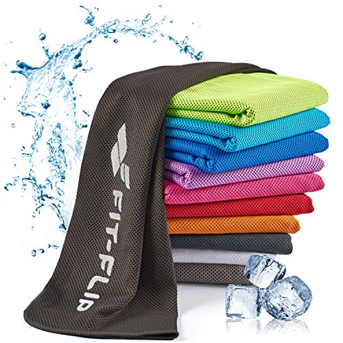 Fit-Flip Kühlendes Handtuch - als Cooling Towel und mikrofaser Kühltuch - kühlendes Sporthandtuch - Airflip Towel für Fitness und Sport - Ice Towel Kühlhandtuch (schwarz, 100x30cm)