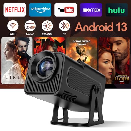 [Netflix Lizenziert] Alwtniet HY320 NTV Smart Beamer mit Offiziellen TV Apps, ChatGPT Sprachassistent, 1080P Native 320 ANSI Movie Portable Projektor mit 5G WiFi und BT5.2 für Heimkino/Outdoor