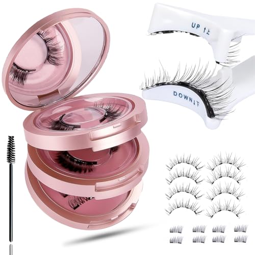 Wimpern 4 Paare Magnetische Wimpern mit Applikator Magnet Wimpern Natürlicher Look Wimpern Magnetisch ohne Eyeliner kein Kleber Magnetwimpern Wiederverwendbar Magnetic Lashes Set für Party Gift Date