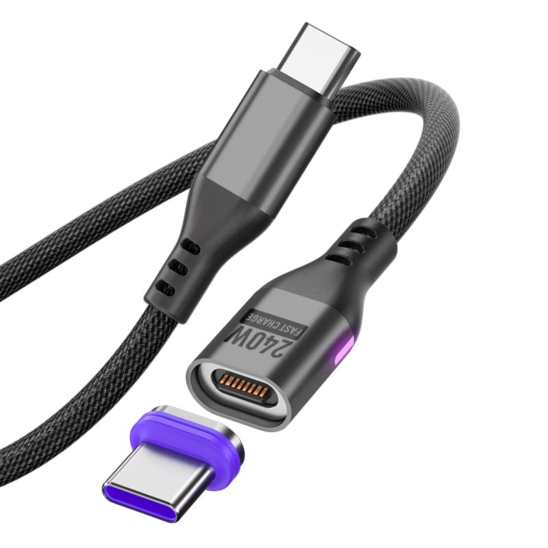 240W Magnet Ladekabel USB C 1m 16PIN Ladekabel Magnetisch Superschnelle Aufladung Magnetisches USB C Ladekabel 48V/5A Schnelllade und Datenübertragungs für Phone 15/Samsung S22/MaBook