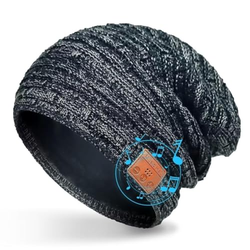 COTOP Mütze Bluetooth Herren, Winter Beanie mit Kopfhörer, Warme Fleece Strickmütze für Ski, Laufen, HD-Musik Hut, Geschenk Männer Damen in Weihnachten (Schwarz)