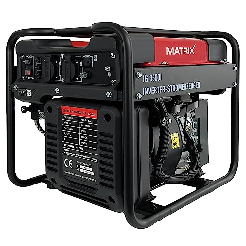 Matrix Notstromaggregat Benzin 3500 Watt Inverter Stromerzeuger Benzin Generator Stromaggregat tragbar Stromgenerator IG 3500i | 4 Takt | 2x230V